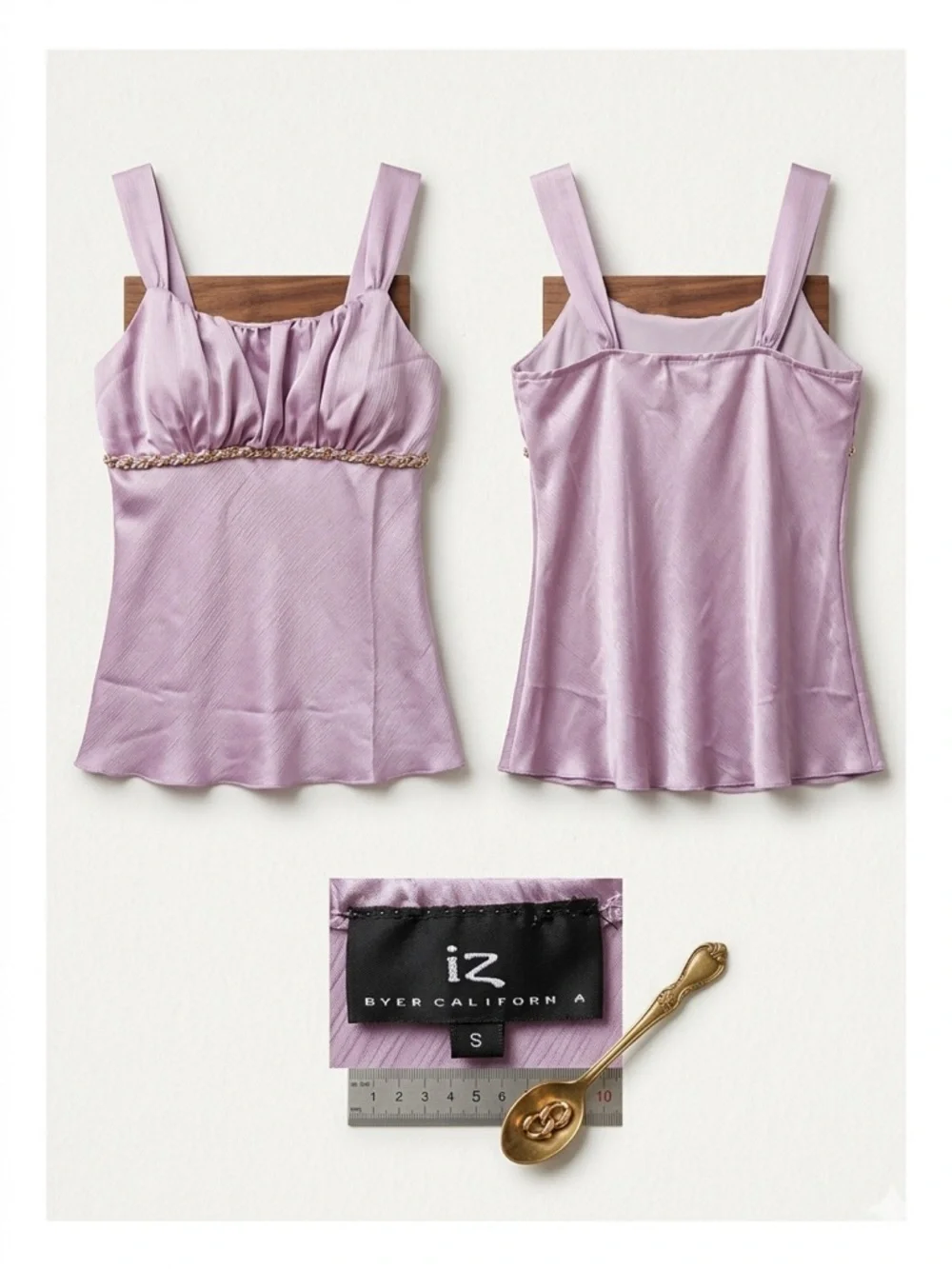 Iz Byer Lilac Satin Camisole with Chain Waist Detail - Picture 2 of 8